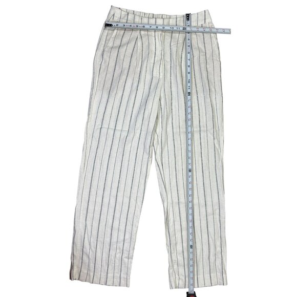 Old Navy Size M Woman Extra High-Rise Taylor Wide-Leg Striped White Linen-Blend - Picture 4 of 13